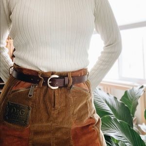 Dolce & Gabbana Vintage Suede/Corduroy Midi Skirt